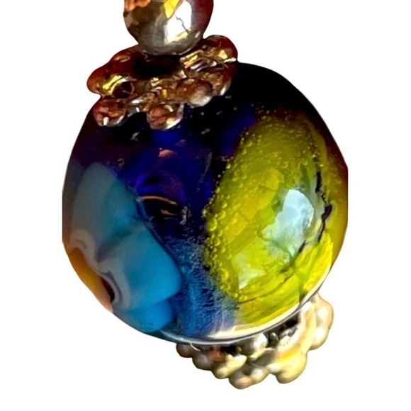 Beaded Stretch Bracelet One Size Multicolor Glass Lampwork Boho Style - Picture 5 of 14